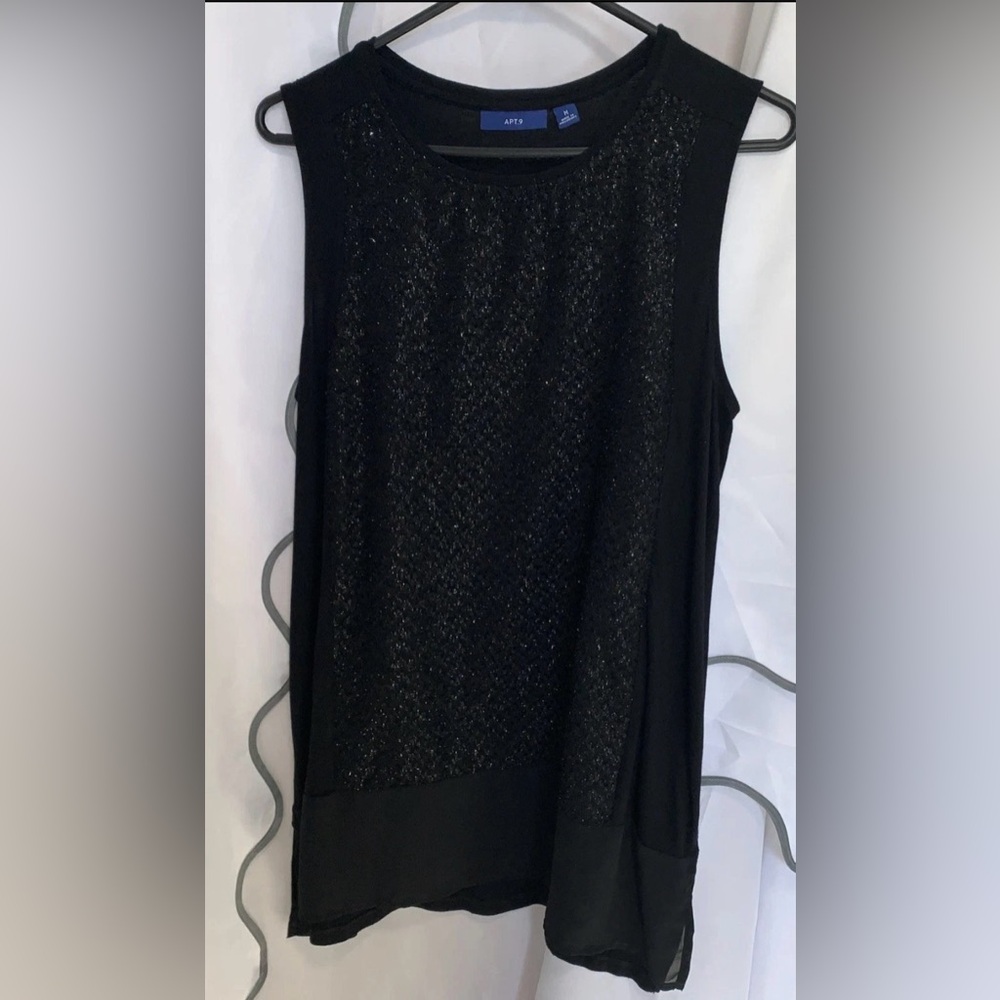 Apt. 9 Black Bling Textured Sleeveless Tunic Top Women’s Size Medium